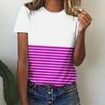 thumbnail image 2 of Lzobxe Womens Tops Casual Loose Colorful Stripe Round Neck Printed T-shirt,Sizes S-3XL, 2 of 6