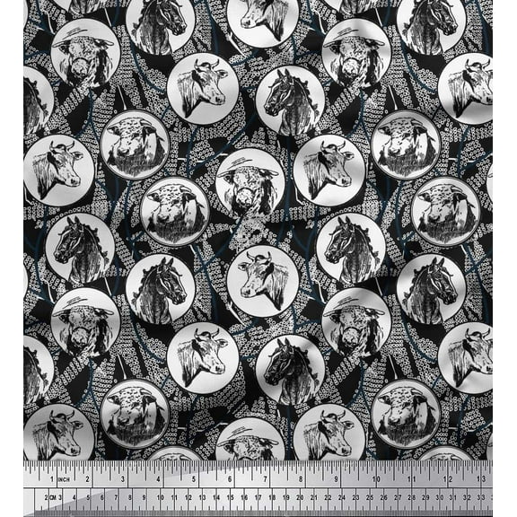 Soimoi Cotton Duck Fabric Rocket,Planet & Astronaut Animal Print Fabric by The Yard 42 Inch Wide