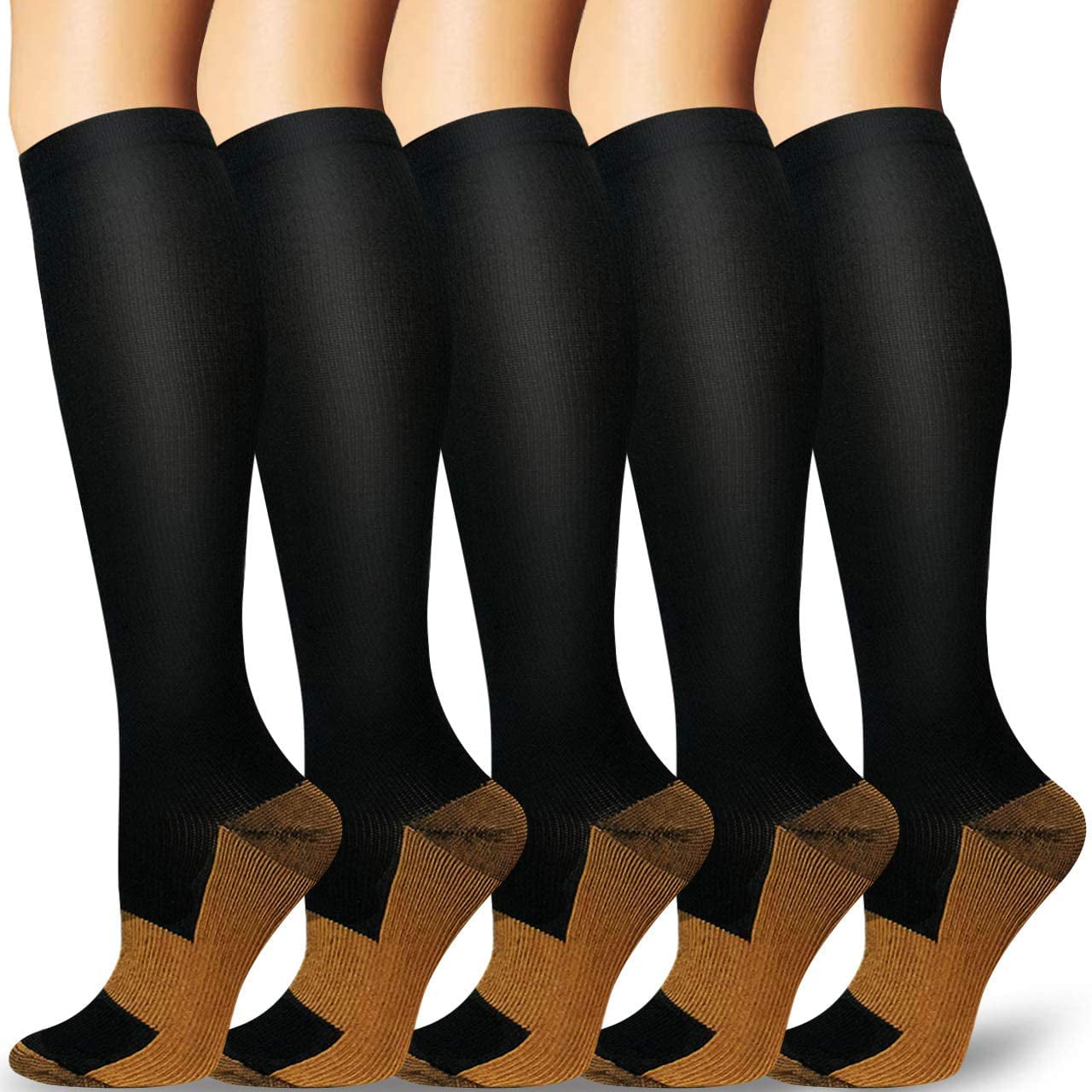 Athletic 20-30mmHg Travel，Edema，Nurses for Men & Women Compression Stockings for Running 5 Pairs Compression Socks 