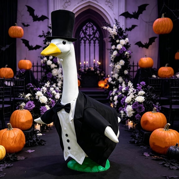 Black Tuxedo Porch Goose Outfit Set, Top Hat Formal Costume for 23” Lawn Goose Statue Yard Decor