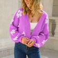 thumbnail image 4 of Ruyang Women Winter Cardigan Sweater Long Sleeve Ladies Overcoat Flowers Print Coats Tops Womens Open Front Cardigan, 4 of 9