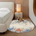 thumbnail image 2 of Blue Coastal Round Area Rug 3.3Ft Washable Circle Rugs for Dining Room Table, Summer Beach Starfish Weeping Eucalyptus Retro Non-Slip Carpet Floor Mats Indoor Outdoor Carpet Runner Home Decor, 2 of 8