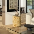thumbnail image 2 of Nebula 20 inch Accent Oval Pillar Brown Burl Wood Side Table, 2 of 6