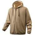 thumbnail image 3 of Donemore Men's Hooded Zipper Sweatshirt Jacket Thickened Fleece-Lined Long Sleeve Solid Color Design Windproof Warm Casual Sportswear Outerwear, 3 of 8