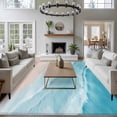 thumbnail image 4 of Teal Blue Washable Living Room Rugs 5'x7', Gradient Sea Waves Sandy Beach Coastal Scenery Low Pile Throw Large Area Rugs Non-Slip Sturdy Edge Binding Carpet for Dining Room Bedside Kitchen, 4 of 9