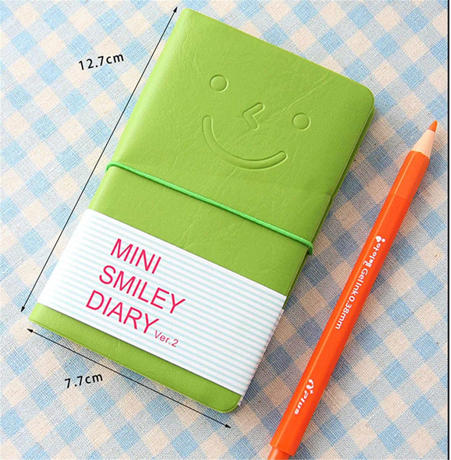 Pocket Notebook Set pack of 2 Super Mini Pocket Smiley Diary Notebooks Memo Note Book 5x3 Inch PU Leather Case Random Color 2set 