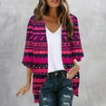 thumbnail image 2 of successthop Long Cardigan Sweaters for Women 3/4 Sleeve Regular Open Front Cardigans Without Hoodie Tribal Print Lightweight Beach Vacation Wear Pink 2XL, 2 of 5