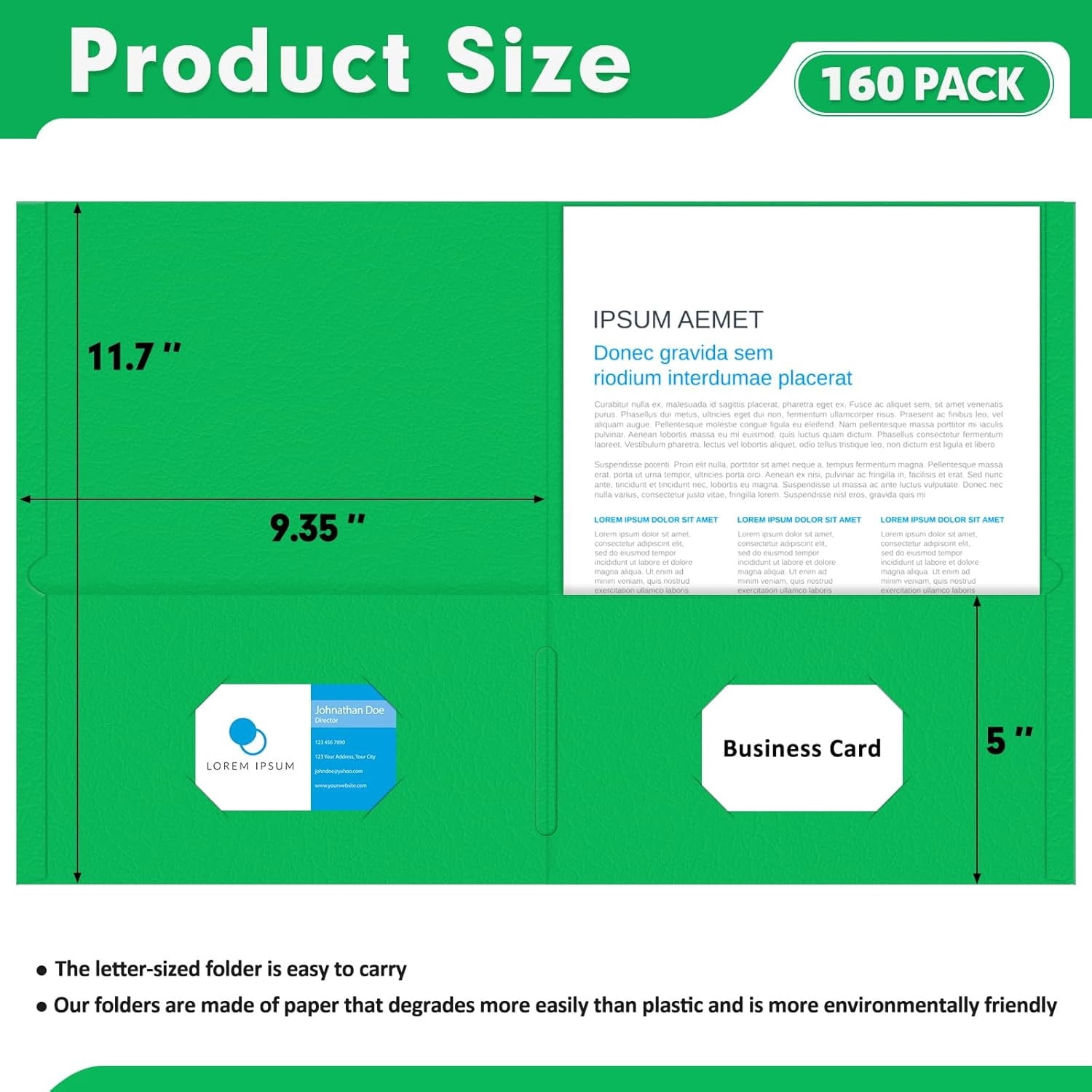 160 Pack 2 Pocket Folders, Letter Size Paper File Folder for School Office Home Business, Assorted 5 Colors