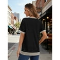 thumbnail image 3 of SHIBEVER T Shirts for Womens Tops Colorblock Summer Clothes Short Sleeve Trendy Crew Neck Blouses Ladies Clothing Pullover Black L, 3 of 7