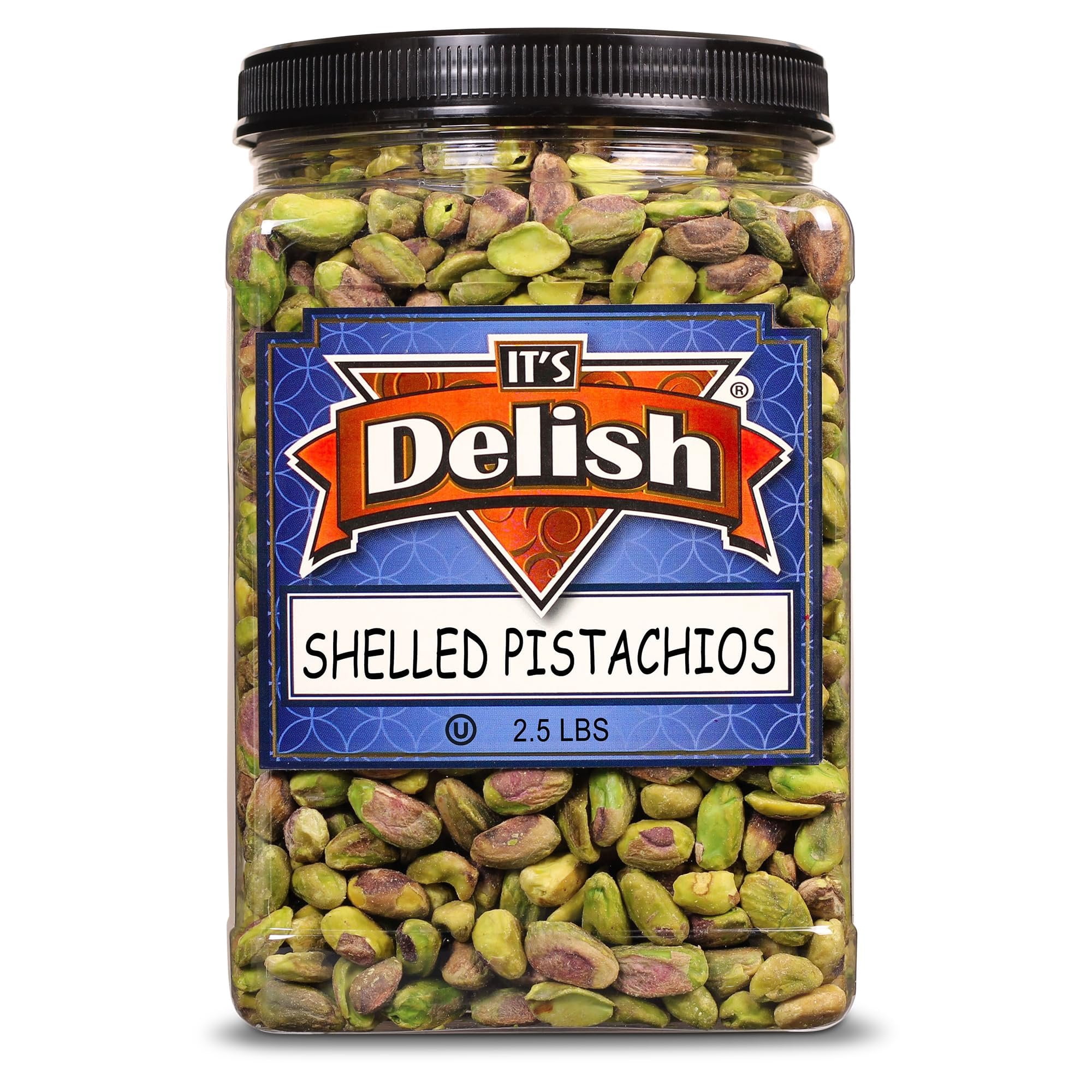 Premium California Raw Shelled Pistachios Kernels by Its Delish, 2.5 LBS 40 OZ Jumbo Reusable Container Jar - Bulk Size Tub - Pistachio Nuts No Shell Unsalted - Great for Kosher Healthy Snack &...