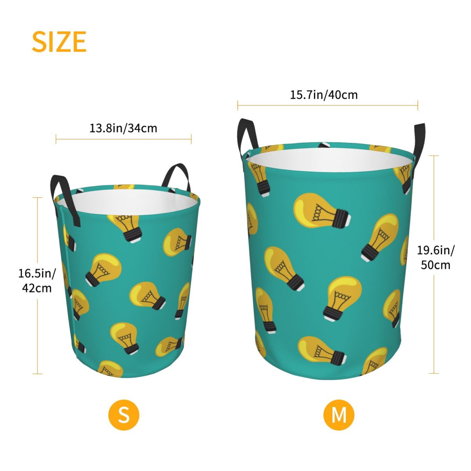 Large Laundry Basket with Handles - Light Bulb Pattern modern Kids Baby Dirty Clothes Laundry Hamper for Bedroom Aesthetic