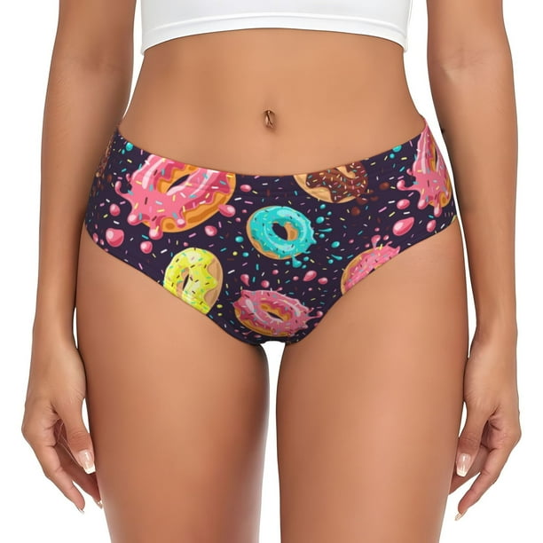 Fotbe Donuts1 Calzones Estampados para Mujer – Ropa Interior de Algodón, Cómoda, Suave y Elástica-Large