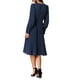 thumbnail image 3 of Vestidos V con mangas abullonadas plisadas Inspire Chic para mujer, vestido midi elegante y casual, talla XL, azul oscuro, 3 of 6