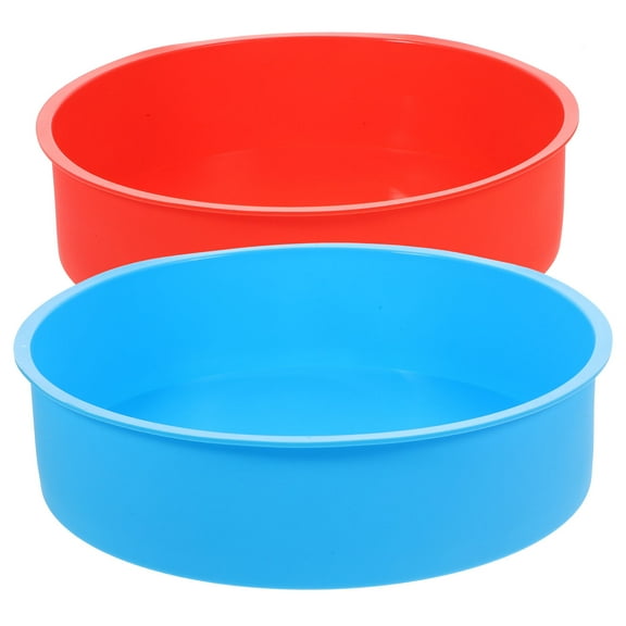 WASHWEPE 8 Inch Nonstick Cake Pan Mousse Circle Silicone Baking Mold 2Pcs Assorted Color