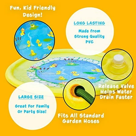 Splashin kids 68 Sprinkle and Splash Play Mat Pad Toy for Children Infants Toddlers Boys Girls and Kids Perfect Inflatable Outdoor Sprinkler pad Watch Video Toys for 5year olds