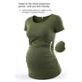 thumbnail image 3 of Yawrut Round Neck Maternity T-Shirt, Soft Stretchy Ruched Pregnancy Top, Casual Short Sleeve Maternity Tee for All Trimesters, Daily Home Work Pregnant Shirts, 3 of 9