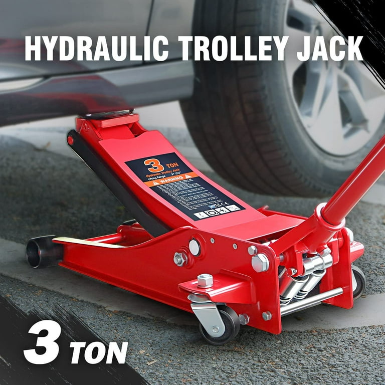 DNA Motoring Portable Compact Lightweight 3 Ton Hydraulic Trolley