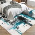 thumbnail image 7 of Yesfashion Carpets Area Rugs Washable 1150Gsm Velvet Pearl Velvet Washed Back Folded Printed Rug Abstract-Crisscross Black blue green 5*7ft, 7 of 7