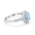 thumbnail image 3 of Halo Art Deco Oval Engagement Ring Aquamarine CZ 925 Sterling Silver Size 7, 3 of 4