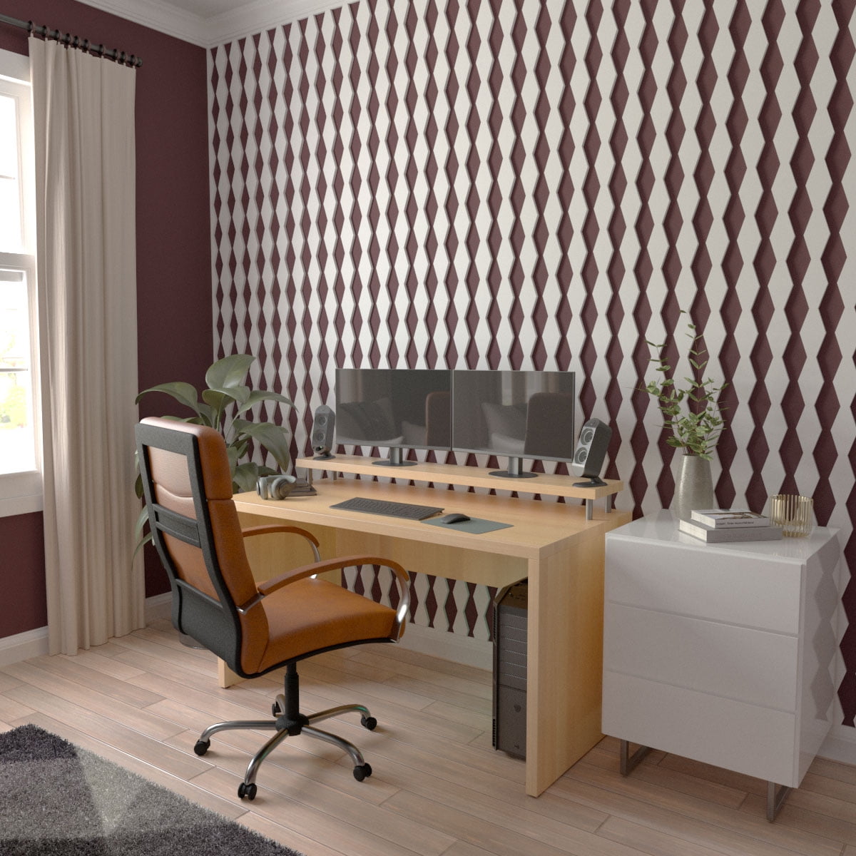 Ekena Millwork 47"H x 1/2"T Cimarron PVC Adjustable Decorative Slat Wall Panel Kit, Unfinished (contains 23 Slats + 1 Straight Edge Starter Slat)
