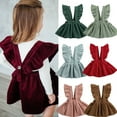 thumbnail image 3 of Kids Toddler Baby Girls Overall Dress Soft Corduroy A-Line Solid Color suspender Skirt Clothes, 3 of 8