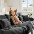 thumbnail image 4 of 94.4" Chenille Cloud Loveseat Sofa, 2-Seater Modern Sectional Couch with 6 Pillows and Ergonomic Design, Tufted Upholstered Seat with Fixing Buckle for Living Room, Bedroom, Gray, 4 of 9