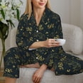 thumbnail image 6 of Pofeuu Golden line fox Print Womens Pajamas Set Long Sleeve Sleepwear Button Down Nightwear Soft Pj Lounge Sets Button Down Pajamas Women-Large, 6 of 7