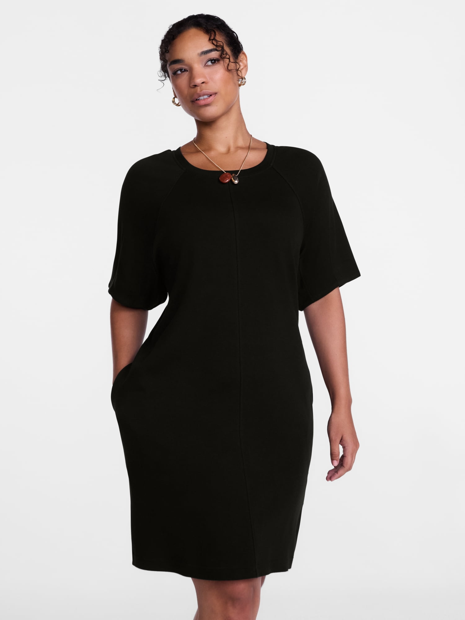 Scenario Women's and Women's Plus Mini Dress with Short Raglan Sleeves, Sizes XS-4X