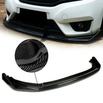 DNA Motoring 2-PU-669-R-RCF For 2014-2017 Honda Fit Gloss Black Carbon Fiber 3Pcs Front Bumper Lips Guard Body Kit w/ Vertical Stabilizers 15 16