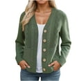 thumbnail image 2 of GUZOM Sweaters Womens Green Acrylic Cable Knit Cardigan - V-Neck with Wooden Buttons, Front Pockets, Ribbed Cuffs/Hem, S-XL for Casual Office Daily Wear,Size M, 2 of 6