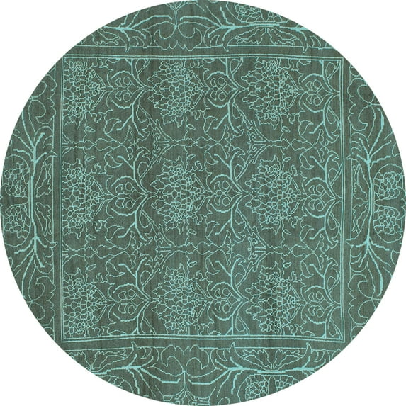 Ahgly Company Indoor Round Abstract Light Blue Modern Area Rugs, 6' Round