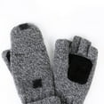 thumbnail image 3 of Gants Tricotés d'Hiver Sans Doigts Isolation Mitaines Chaudes Rabat Unisexe, Gris Foncé, 3 of 4