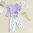 thumbnail image 2 of Bagilaanoe 3pcs Newborn Baby Valentine's Day Outfits Girl Pants Set Long Sleeve Romper Tops + Heart Leggings + Headband 3M 6M 9M 12M 18M Infant Spring Casual Clothes, 2 of 7