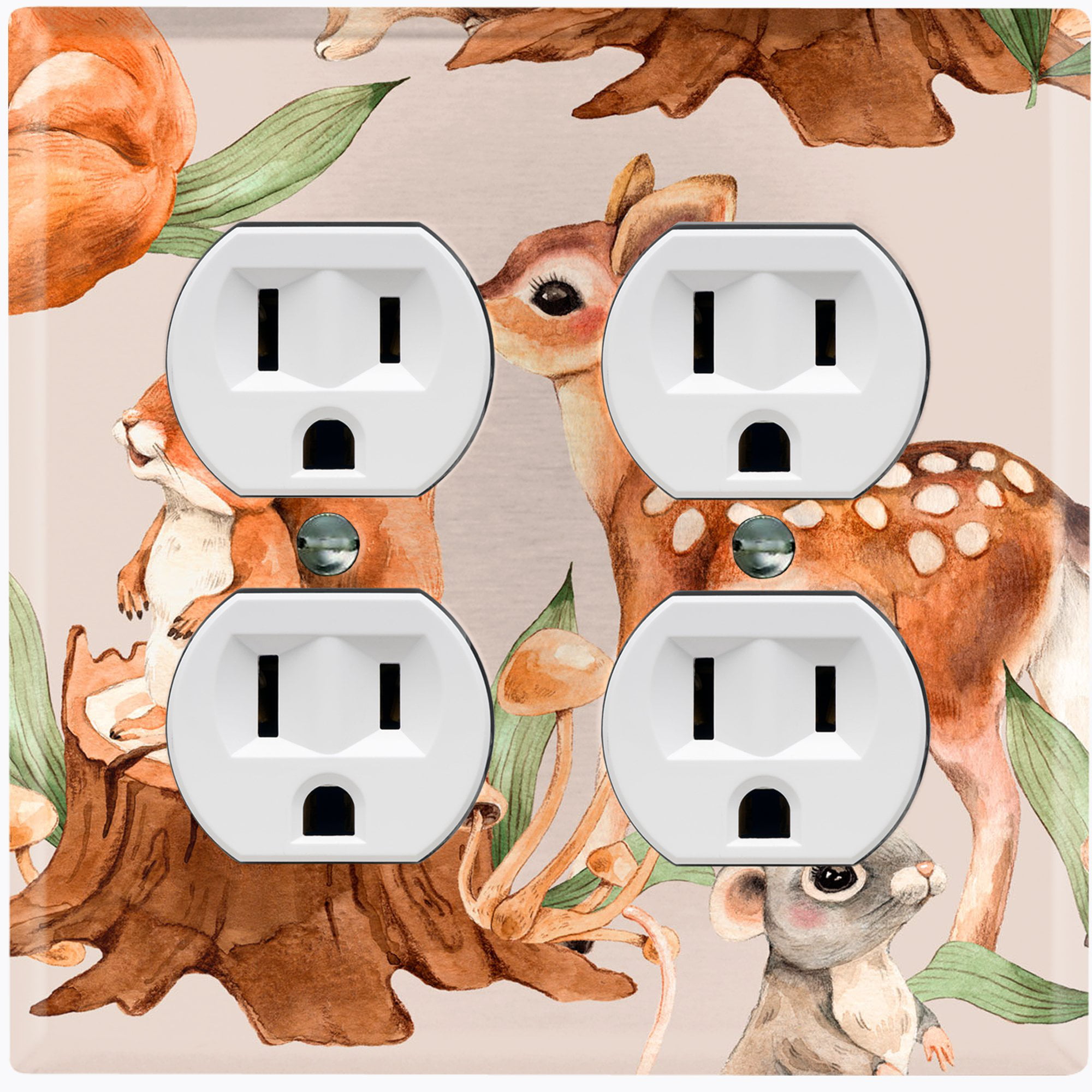 Metal Light Switch Plate Cover Cute Forest Animals Squirrel Deer Mouse  ANM012 