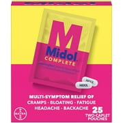 Midol Complete Caplets with Acetaminophen for Menstrual Symptom Relief - 50 Count (25 Pouches of 2 Caplets), On The Go Menstrual Pain Relief