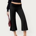 thumbnail image 6 of Aoiroe Women’s Hem Capri Yoga Pants Solid High Waist Workout Bell Leggings Slim Tummy Control Flare Bottom Black L, 6 of 8