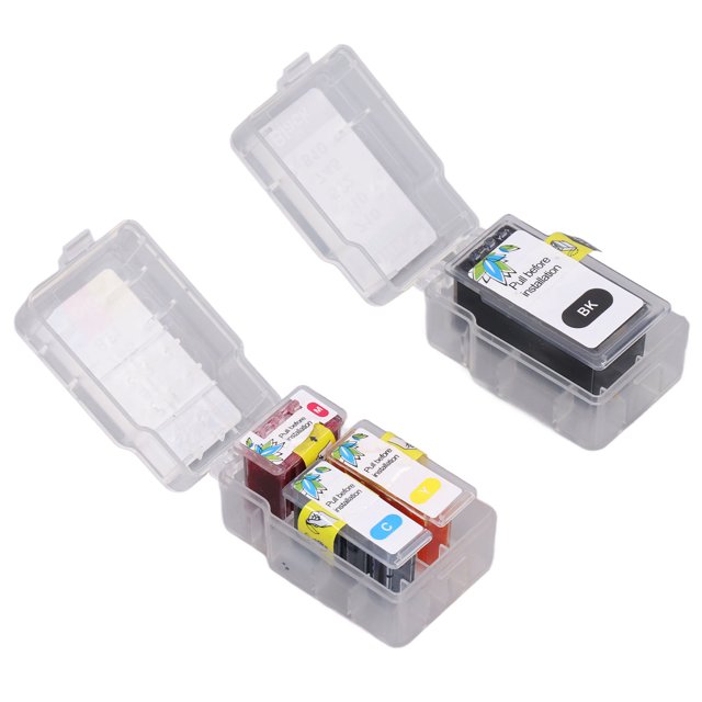 cartucho de tinta, negro, azul, rojo, amarillo, fácil instalación, mejores efectos, cartuchos de impresora para mp240 mp250 mp270 mp280 mp480 anggrek ah2977 cuatro cartuchos (negro, cian, magenta, amarillo) en estuches plásticos transparentes, vista 3/4 frontal que muestra etiquetas de color y tapas, material PP, modelos 210/211, indicado para fotos y documentos; a menudo se utiliza también para recargas en kits compatibles.