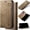 Khaki, variant on for iPhone 17 Pro Max Denim Phone Case Retro Jeans Fabric Ultra Thin Slim Magnetic Folio Flip Cover, Dual Card Slots Cash Holder, Stand Support