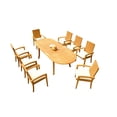 thumbnail image 4 of Grade-A Teak Dining Set: 8 Seater 9 Pc: 94" Oval Table And 8 Goa Stackng Arm Chairs Outdoor Patio WholesaleTeak #51GO1209, 4 of 6