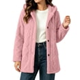 thumbnail image 6 of Perfectbot Women Sherpa Hooded Jacket, Long Sleeve Button Down Fleece Coat Fall Winter Warm Outerwear, 6 of 7