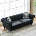 thumbnail image 4 of Sofas for Two 67"Chesterfield ‌velvet upholstery fabric Sofa with Roll Armrest & Nailhead,Upholstered Mid Century Modern Couch,2 Seater Couch for Living Room, Office, Apartment, Black,Small Couches, 4 of 12