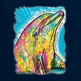 thumbnail image 5 of Wild Bobby Dean Russo Neon Colorfu Dolphin Animal Lover Women Graphic Long Sleeve Tee, Navy, Medium, 5 of 5