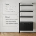 thumbnail image 3 of Nathan James Jasper 3-Shelf Solid Wood Boho Bookshelf, Wall Mounted Bookshelf with Cabinet with Fluted Doors, Black Oak, 3 of 6