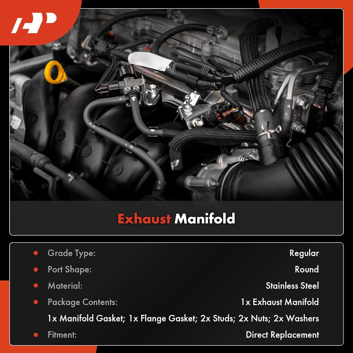 A-Premium Right Side Engine Exhaust Manifold Kit W/Gasket & Nuts & Studs & Washers [3.8L 3.9L] Compatible with Ford Mustang 1999-2004