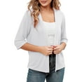 thumbnail image 2 of Lixiuxyad Womens Open Front Cardigan Women's Lightweight Cardigan Elegant Sun Knit Sweater Soft Loose Fit Casual Cover Up Outerwear Comfortable Stretchy Sleeve,White, 2 of 5