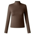 thumbnail image 4 of Thermal Tops for Women Long Sleeve Tight Shirt turtleneck Undershirts Fitted Tops Fall Clothing Womens Clothes, 4 of 4