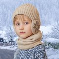 thumbnail image 3 of D GROEE Winter Neck Warp Set Winter Children Hat Scarf Set Printed Thickened Elastic Warm Anti slip Soft Dome Windproof Ear Neck Neck Warp Set, 3 of 8