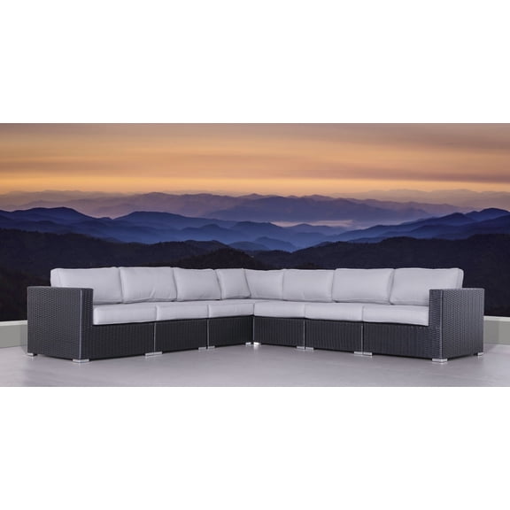 Miekor Furniture Fully Assembled 122" Wide Outdoor Wicker Patio Sectional with Cushions 0003