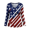 thumbnail image 4 of Fshinging Summer Tops for Women Patriotic Independence Day 3/4 Sleeve V Neck Layer Clothes Multicolour L, 4 of 4