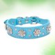 thumbnail image 3 of Collar de perro con diamantes de imitación, collar de perro con diamantes de imitación y flores bonitas, collar brillante, Collar de cuero de PU, tamaños ajustables grandes (M) 42*2,5 CM, 3 of 5